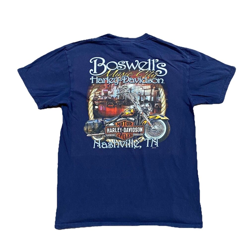 Harley Davidson Boswells Music City Nashville TN Tee M Blue Motorcycle Shirt